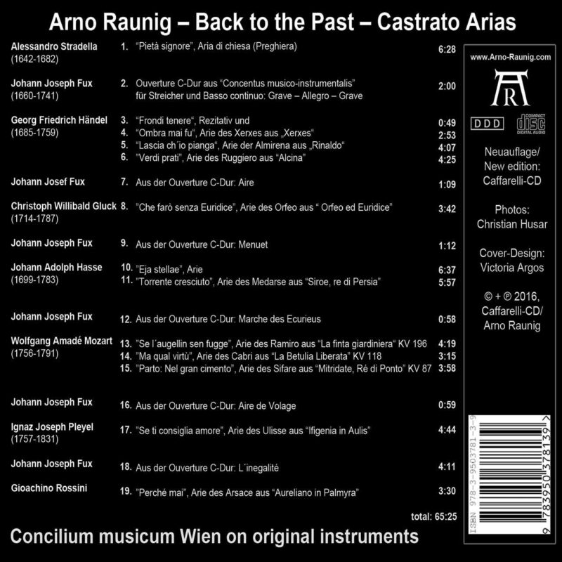 ArnoRaunig album BACK to the PAST. Castrato Arias